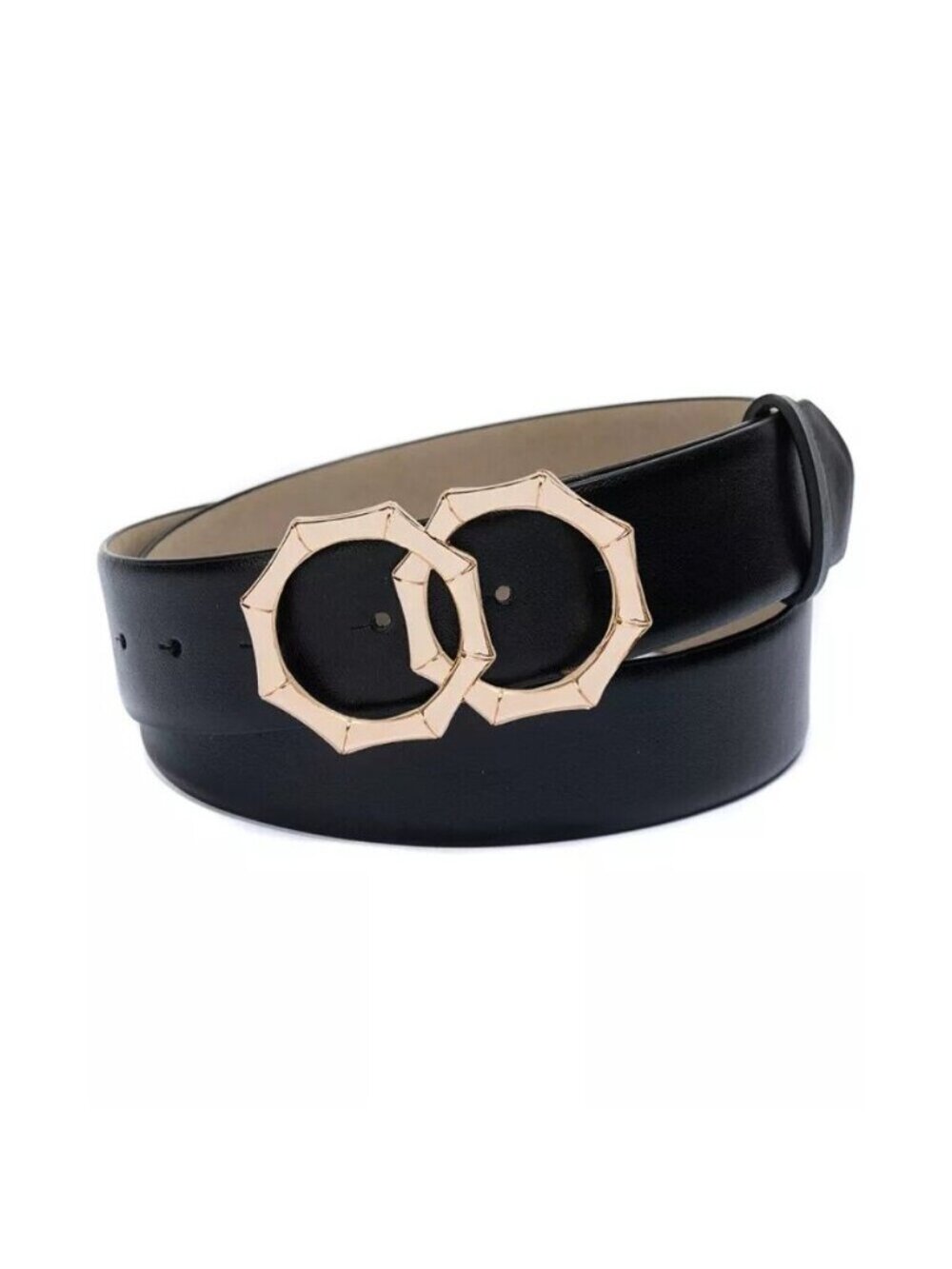 INC International Concepts Double-Circle Bamboo-Buckle Belt, Black, Sz. S